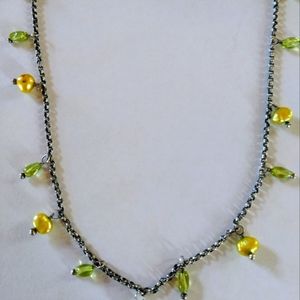 Sterling silver peridot and pearl necklace